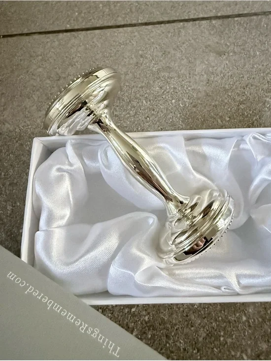 Silver Baby Rattle - New - Picture 2 of 3